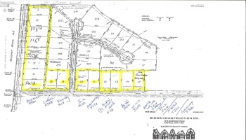 Layout of possible 16 lots, access is between lot 9 and 10. All in yellow has been sold.