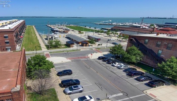 Drone view of the Jackson Street Pier.