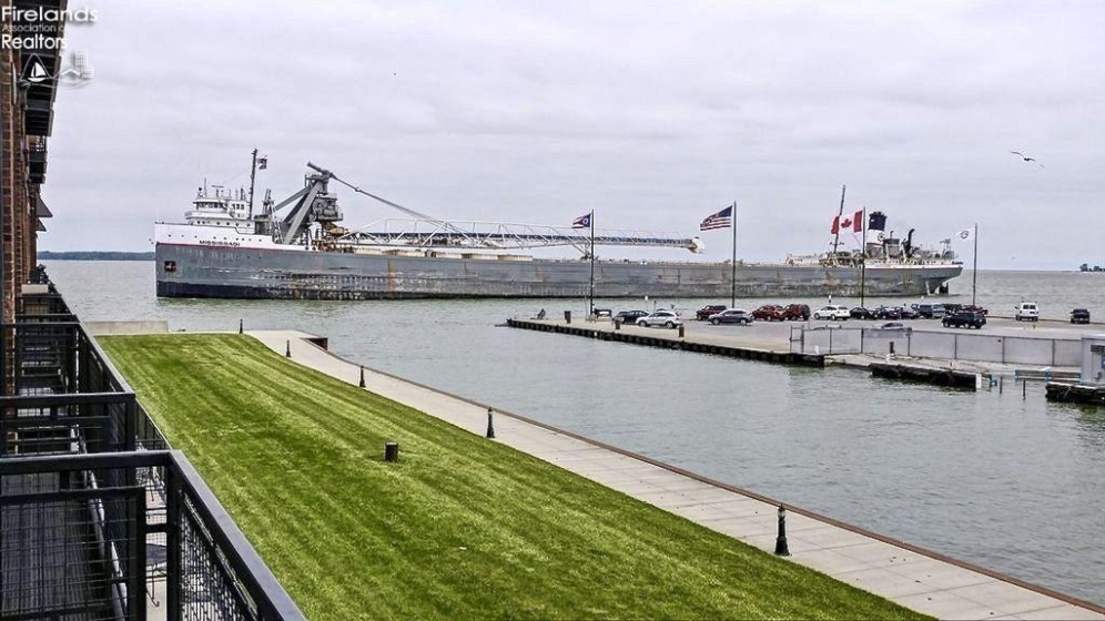 Freighter passing by the Jackson Street pier.