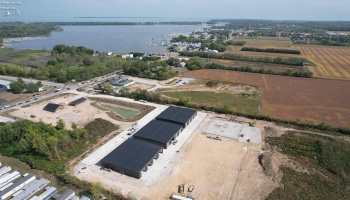 East Harbor, Kelleys Island, and Marblehead are all in this photo. Note the new construction of the cafe and yoga studio in the front along SR163. Also note the new Beach Glass Lounge next door at the Ferguson Gallery.