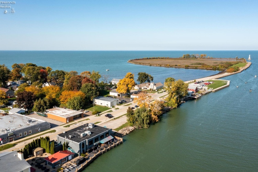 Aerial View of The Lots, The Lighthouse, and Lake Erie