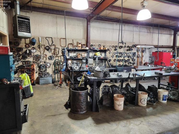 Inside the newer metal building.
