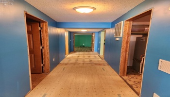 Hallway from front living room to back master bedroom. Hallway from front living room to back master bedroom.