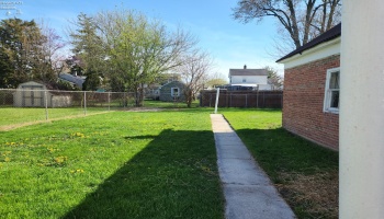Fenced in backyard. Fenced in backyard.