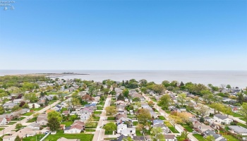 Aerial View of Old Homestead Beach and Lake Erie