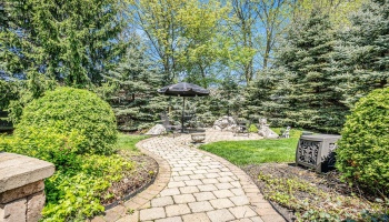 Landscaping and fountain