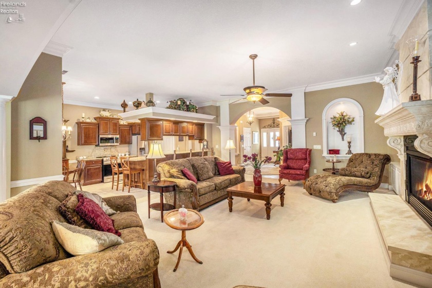 Great room looking into the Kitchen and front foyer