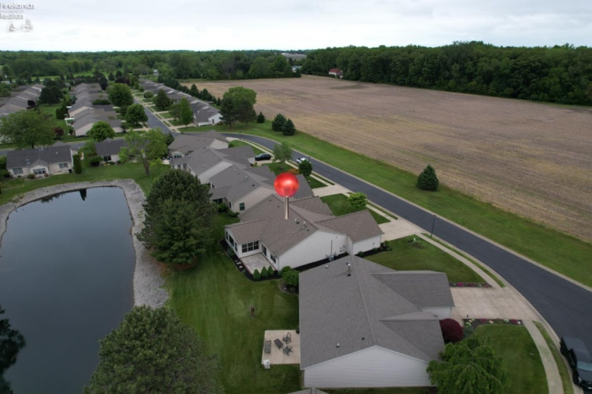 Drone view back side of condo