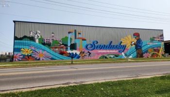 Large commercial building is across the street.
