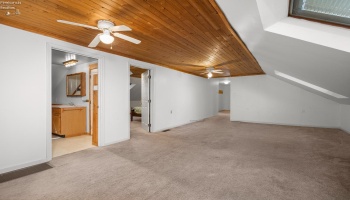Family room looking towards bathroom, bedroom and entrance