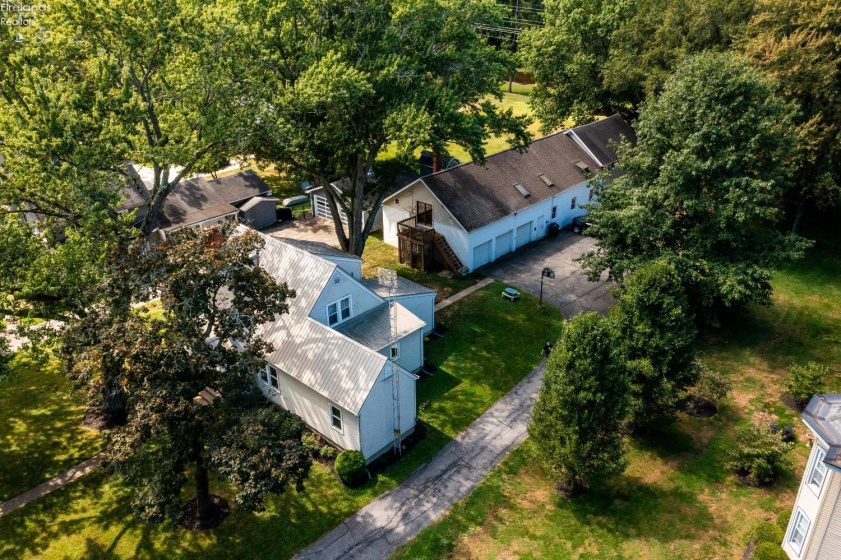 Nice ariel showing the house and the garage with apartment